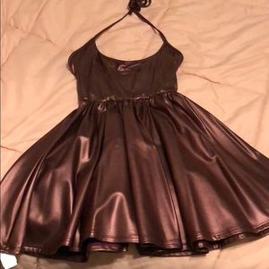 Pleather skater mini dress NEVER WORN